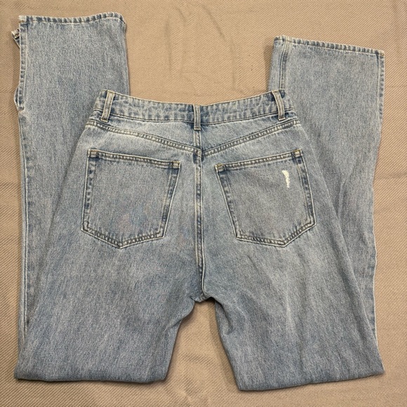 H&M distressed High Rise Light Blue Women’s Flare-Leg Jeans with Side Slit sz4 - Picture 6 of 9